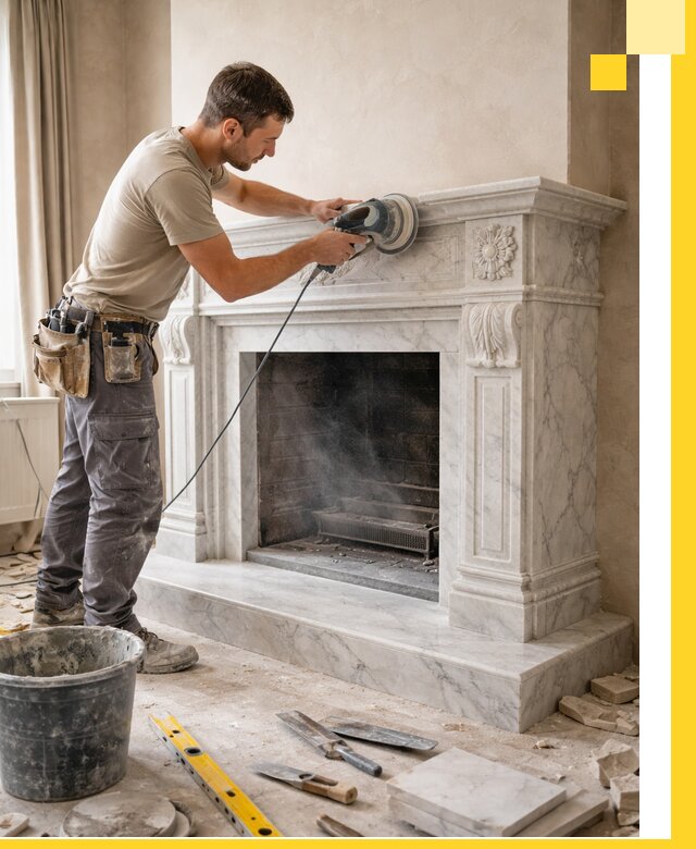 Изготовление и установка мраморных каминов в Бийске под ключ