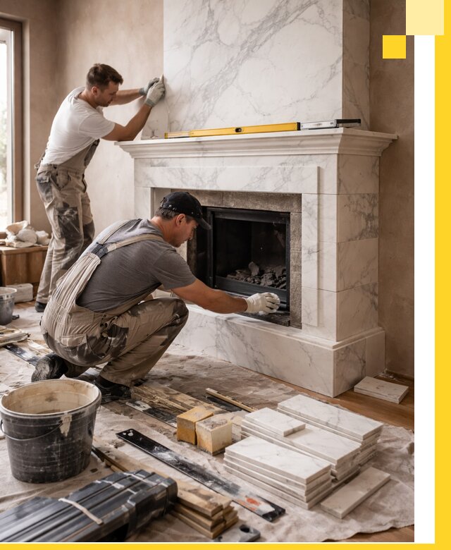 Отделка каминов в Бийске качественные облицовочные работы