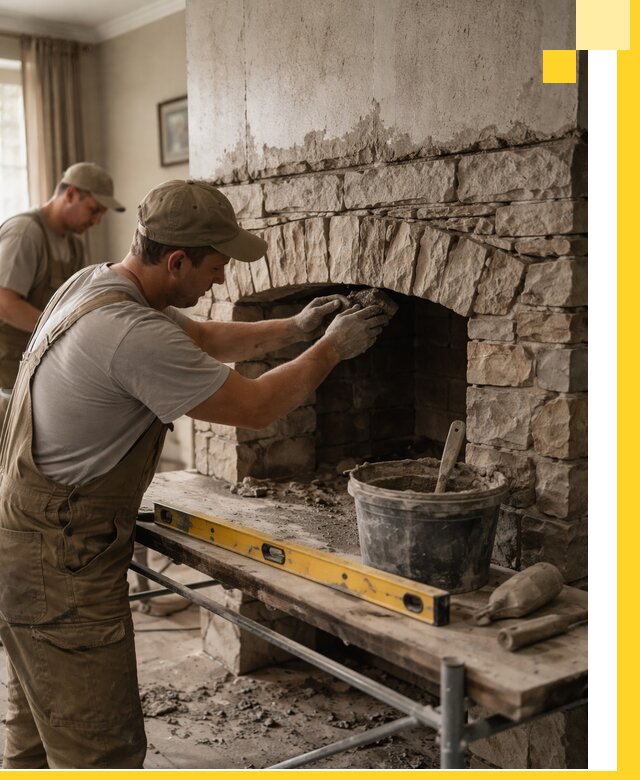 Изготовление каминов под ключ в Бийске, монтаж и отделка