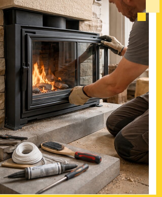 Производство, монтаж и доставка каминов со стеклом в Бийске