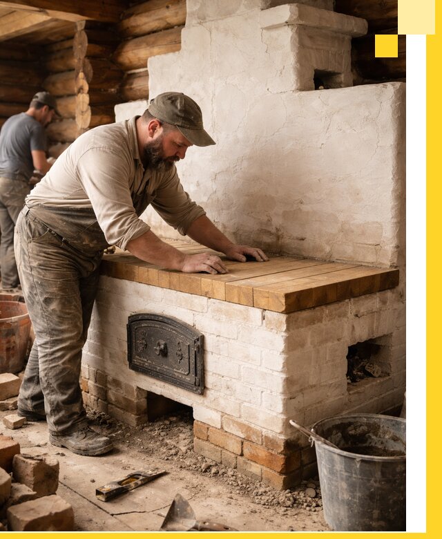 Проектирование и установка русской печи с лежанкой в Бийске