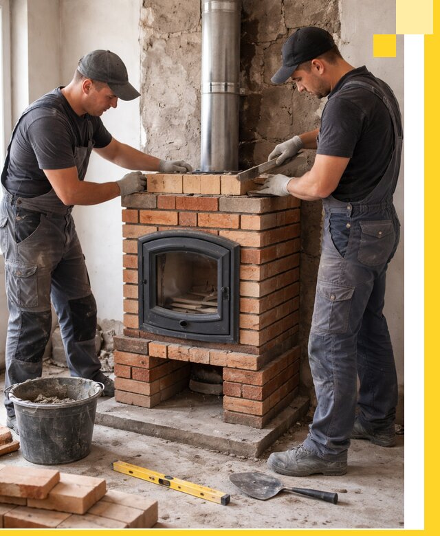 Монтаж печи камина под ключ в Бийске с гарантией и пусконаладкой