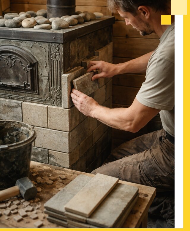 Облицовка банных печей в Бийске профессиональная отделка