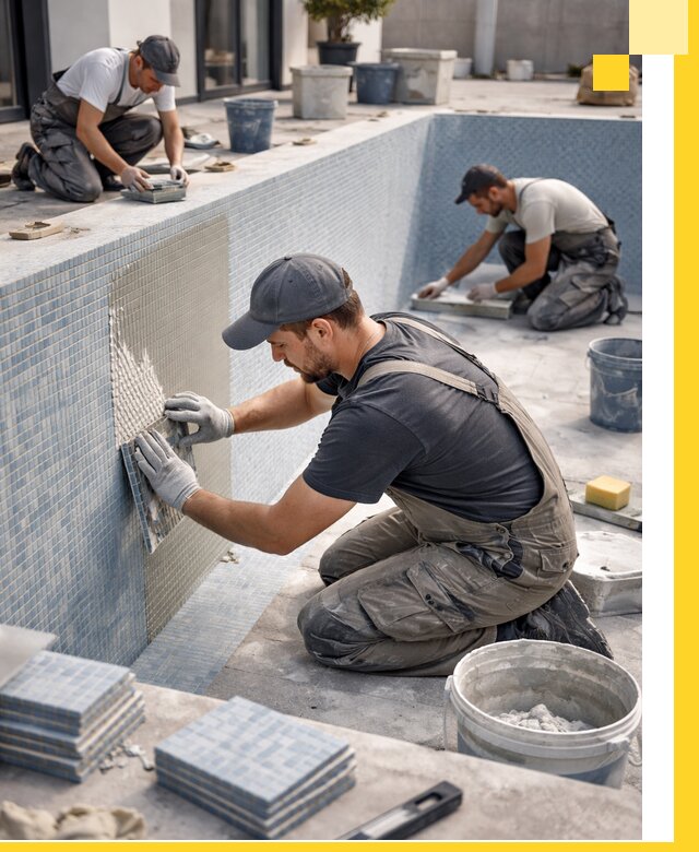 Облицовка бассейнов в Бийске плитка мозаика гидроизоляция