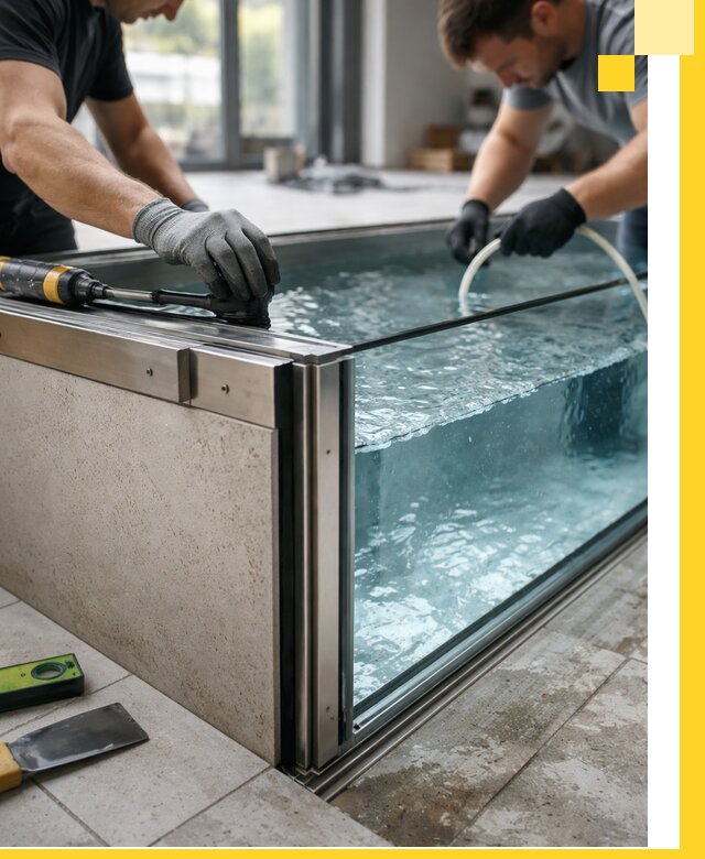 Проектирование и монтаж стеклянных бассейнов в Бийске