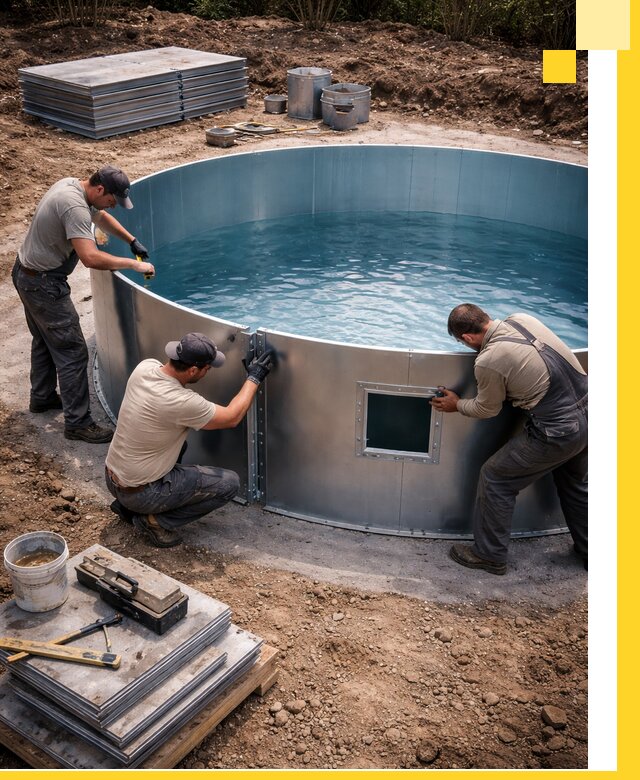 Круглые бассейны под ключ в Бийске проектирование и монтаж