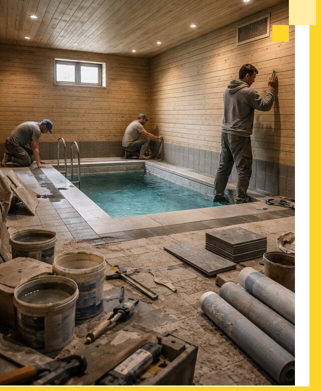 Строительство бани с бассейном и сауной под ключ в Бийске