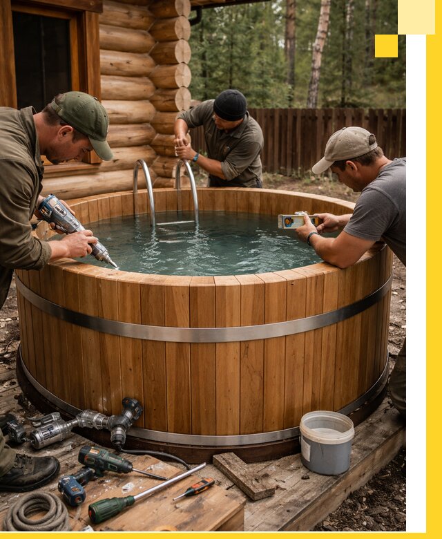 Строительство бань с купелью под ключ и отделкой в Бийске