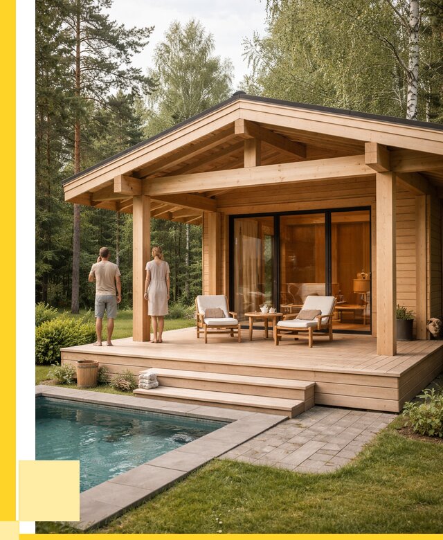 Бани с террасой под ключ в Бийске от 623220 р. | ЭриданБск