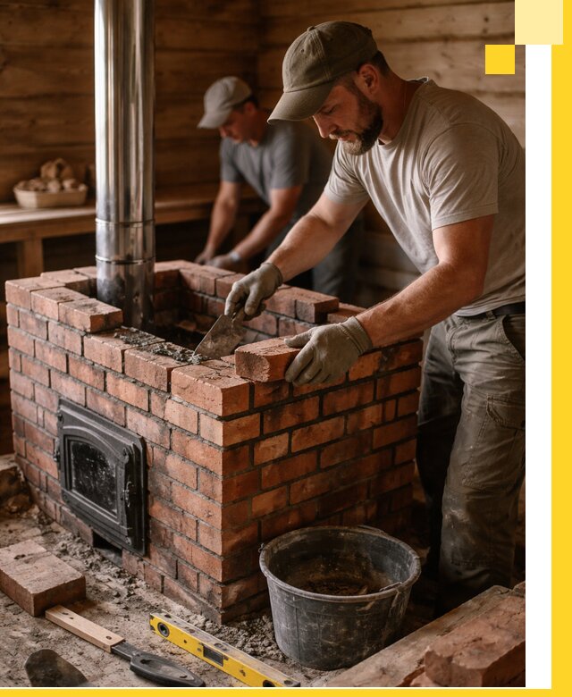 Кирпичные печи для бани под ключ в Бийске, проект и монтаж