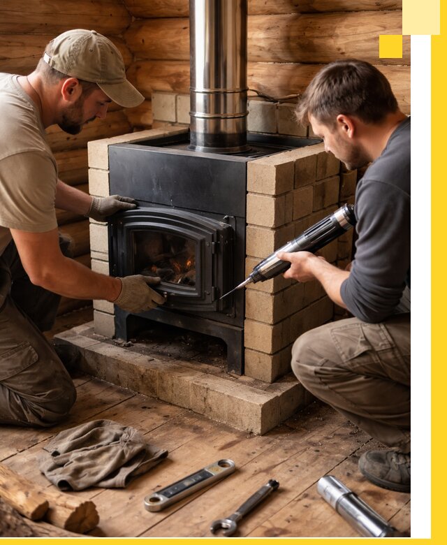 Монтаж и установка печи в бане под ключ с гарантией в Бийске