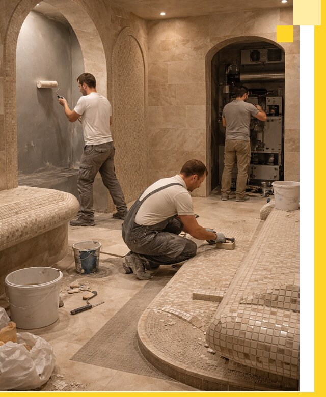 Строительство бани с хамамом и бассейном под ключ в Бийске