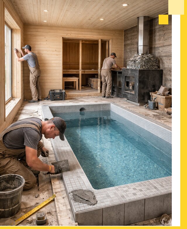 Проект бани с бассейном и сауной в Бийске под ключ