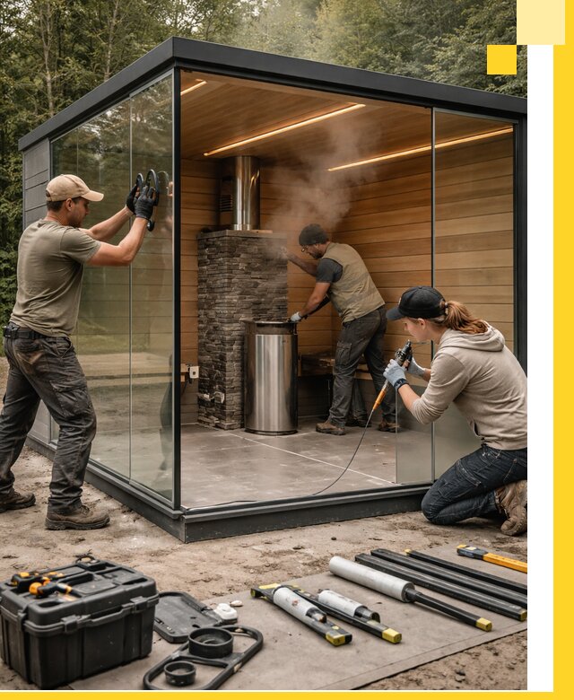 Проектирование и строительство стеклянных бань в Бийске