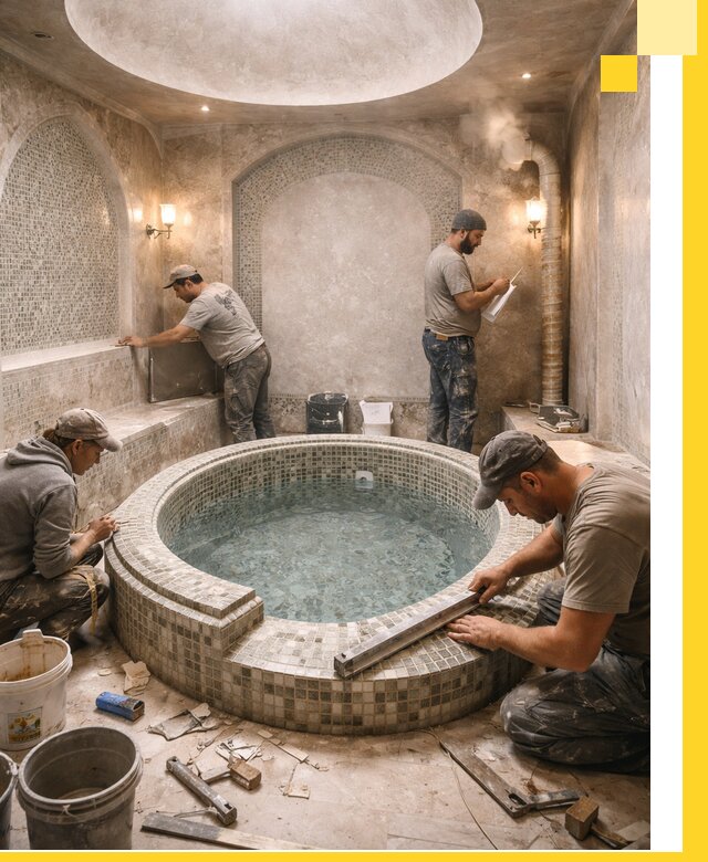 Профессиональное строительство хамама с бассейном в Бийске под ключ