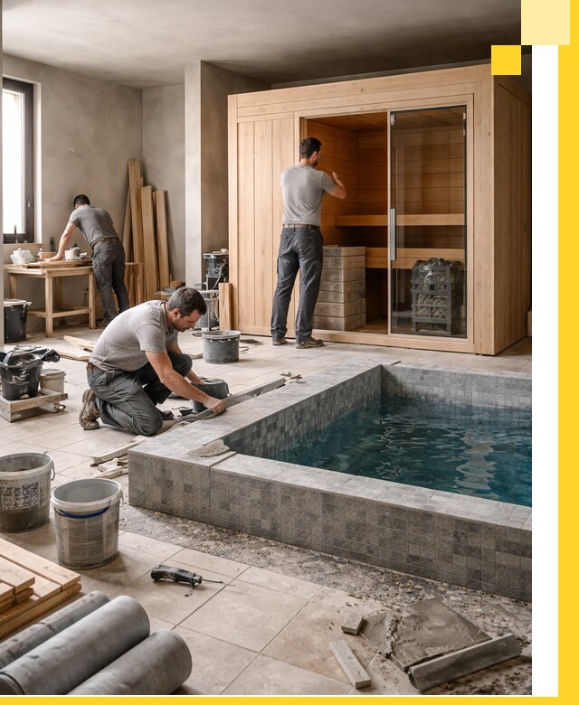 SPA зоны под ключ с бассейном сауной и печью в Бийске